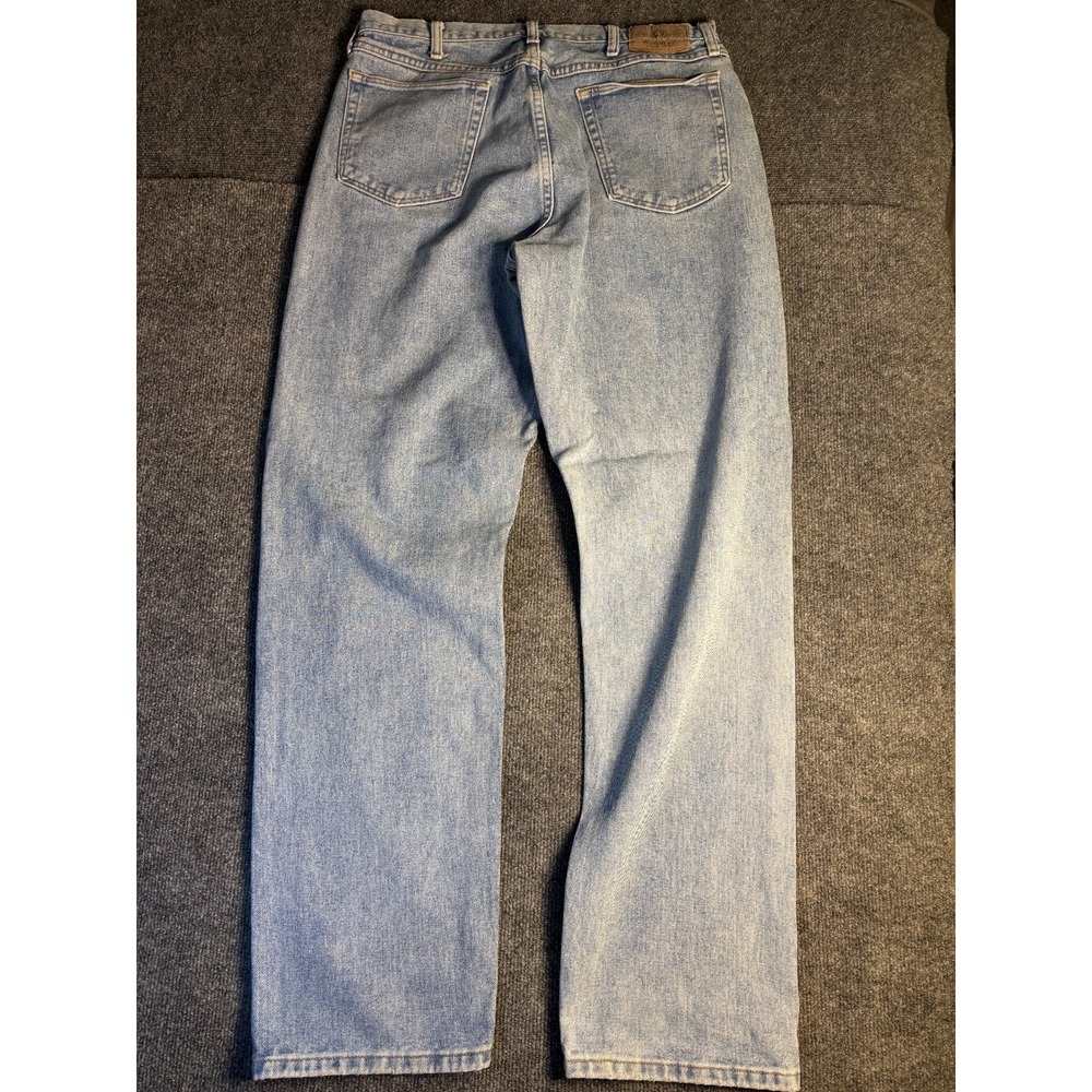 Wrangler Straight Jeans Mens 36x34 Blue Denim Low Waist High Rise Medium Wash - Picture 8 of 10